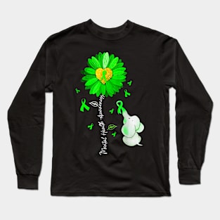 Sunflower Green Ribbon Elephant Long Sleeve T-Shirt